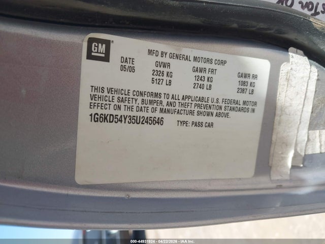 Aukcja sprzedaży 2005 Cadillac Deville Livery, vin: 1G6KD54Y35U245646, numer aukcji: 44931924