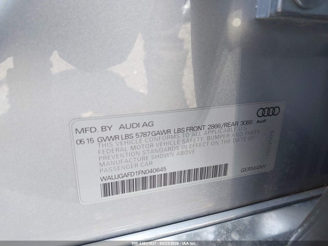 Продаж на аукціоні авто 2015 Audi A8 3.0t, vin: WAUJGAFD1FN040645, номер лоту: 44931937