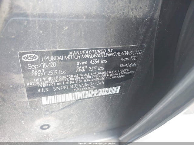 5NPEH4J25MH073248 Hyundai Sonata Limited