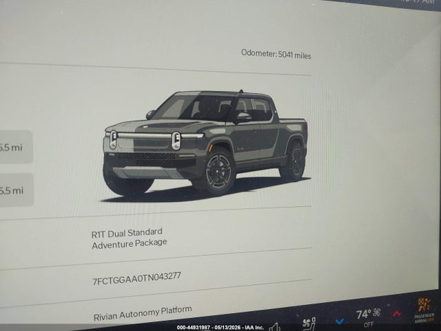 Продажа на аукционе авто 2026 Rivian R1t Dual Motor Standard Pack, vin: 7FCTGGAA0TN043277, номер лота: 44931987