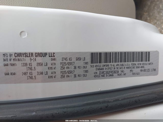 44932003 :رقم المزاد ، 2C4RC1BG2FR538230 vin ، 2015 Chrysler Town & Country Touring مزاد بيع