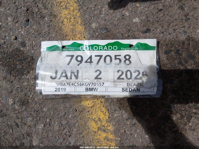 44932012 :رقم المزاد ، WBA7E4C56KGV70557 vin ، 2019 Bmw 740i Xdrive مزاد بيع