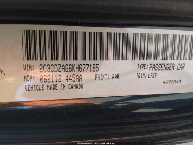 Dodge Challenger Sxt 2019 2C3CDZAG6KH677185 Image 9