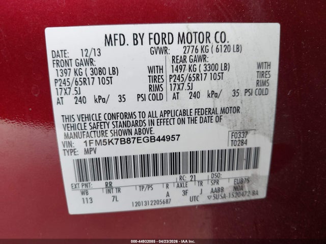 Продаж на аукціоні авто 2014 Ford Explorer, vin: 1FM5K7B87EGB44957, номер лоту: 44932085