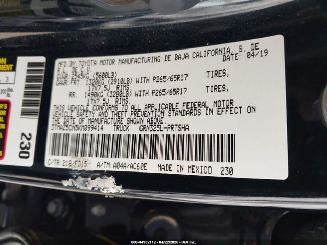 3TMAZ5CN5KM099414 Toyota Tacoma Trd Sport