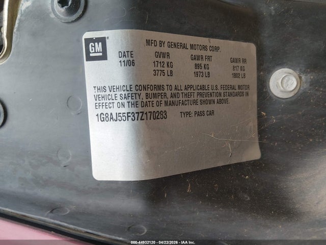 Продажа на аукционе авто 2007 Saturn Ion 2, vin: 1G8AJ55F37Z170283, номер лота: 44932120