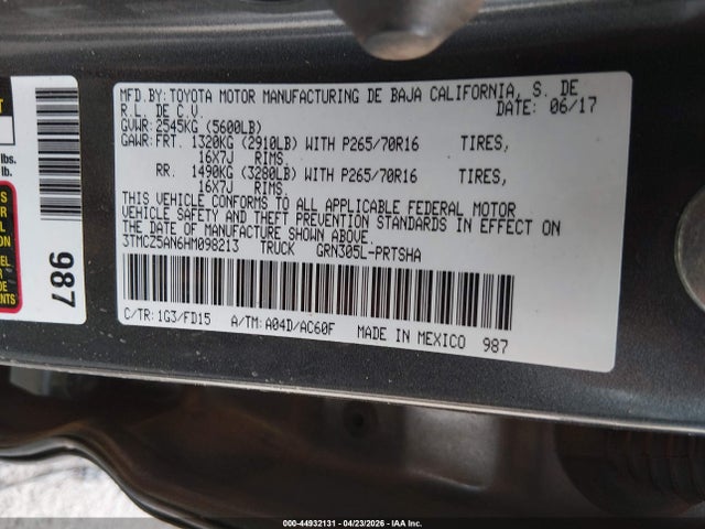 3TMCZ5AN6HM098213 Toyota Tacoma Trd Off Road