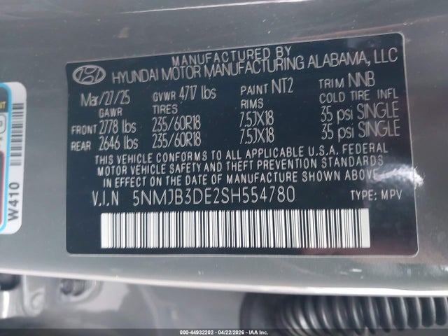 Hyundai TUCSON SEL 2025 5NMJB3DE2SH554780 Image 9