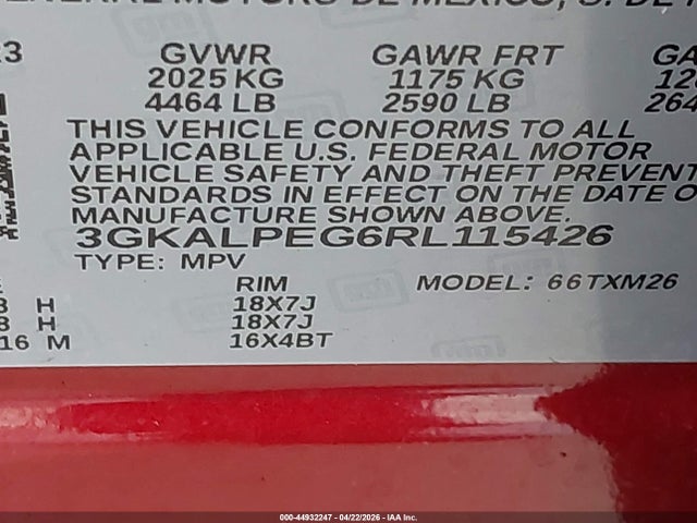 44932247 :رقم المزاد ، 3GKALPEG6RL115426 vin ، 2024 Gmc Terrain Fwd Slt مزاد بيع