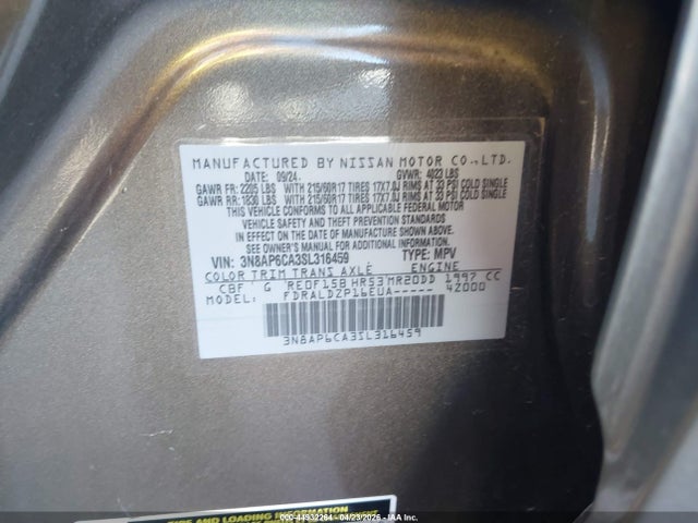 3N8AP6CA3SL316459 Nissan Kicks Sv Fwd