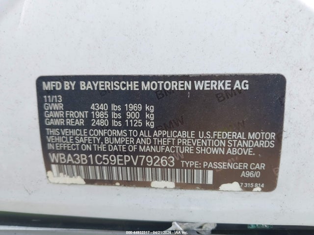 Aukcja sprzedaży 2014 Bmw 320i, vin: WBA3B1C59EPV79263, numer aukcji: 44932317