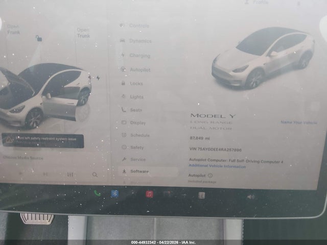 44932342 :رقم المزاد ، 7SAYGDEE4RA257896 vin ، 2024 Tesla Model Y Long Range Dual Motor All-wheel Drive مزاد بيع