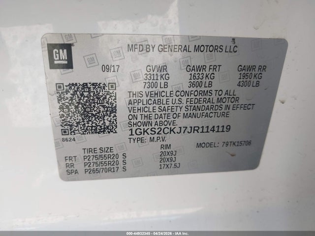 Aukcja sprzedaży 2018 Gmc Yukon Denali, vin: 1GKS2CKJ7JR114119, numer aukcji: 44932345
