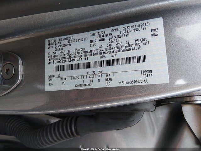 Продаж на аукціоні авто 2024 Lincoln Corsair Reserve, vin: 5LMCJ2DA0RUL11614, номер лоту: 44932385