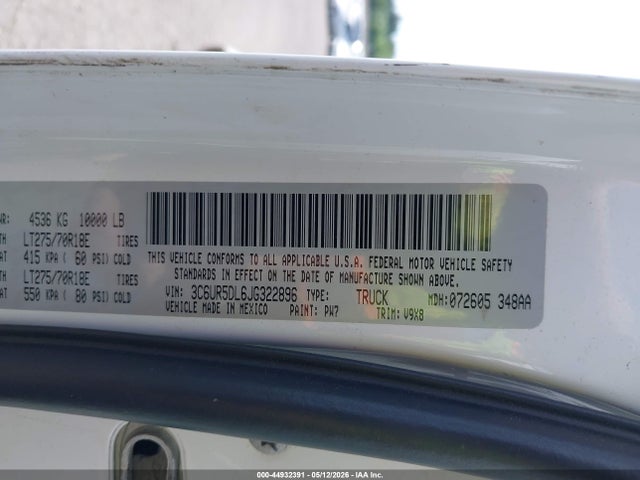 3C6UR5DL6JG322896 RAM 2500 Slt 4x4 6&#039;4 Box