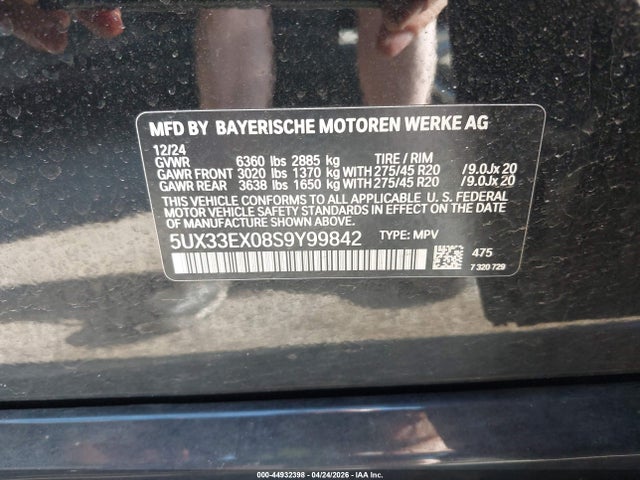 5UX33EX08S9Y99842 BMW X6 Xdrive40i