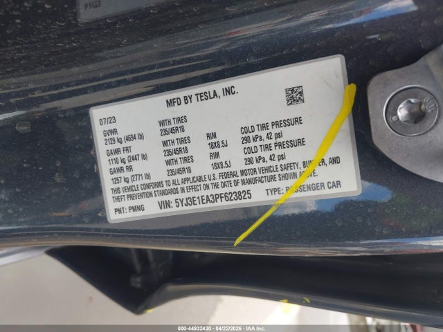 2023 Tesla Model 3 Rear-wheel Drive მანქანა იყიდება აუქციონზე, vin: 5YJ3E1EA3PF623825, აუქციონის ნომერი: 44932430