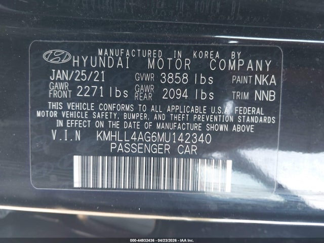 Продаж на аукціоні авто 2021 Hyundai Elantra Se, vin: KMHLL4AG6MU142340, номер лоту: 44932436