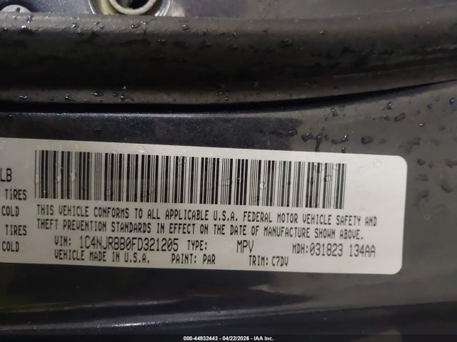 44932443 :رقم المزاد ، 1C4NJRBB0FD321205 vin ، 2015 Jeep Patriot Sport مزاد بيع
