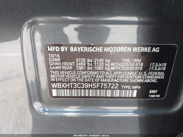 2017 Bmw X1 Xdrive28i მანქანა იყიდება აუქციონზე, vin: WBXHT3C39H5F75722, აუქციონის ნომერი: 44932479