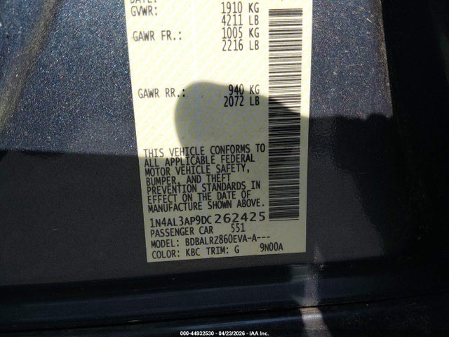 44932530 :رقم المزاد ، 1N4AL3AP9DC262425 vin ، 2013 Nissan Altima 2.5 S مزاد بيع