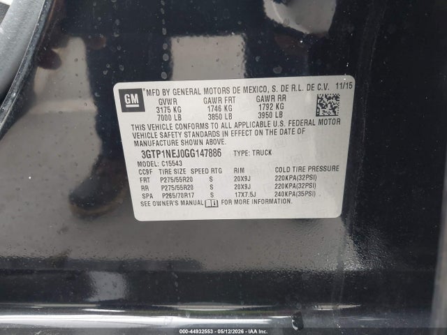 3GTP1NEJ0GG147886 GMC Sierra 1500 Slt