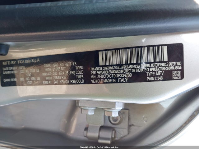 Aukcja sprzedaży 2016 Fiat 500x Trekking, vin: ZFBCFXCT0GP334709, numer aukcji: 44932585