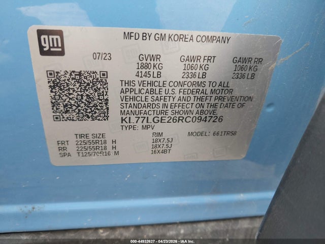 KL77LGE26RC094726 Chevrolet Trax Fwd 1rs
