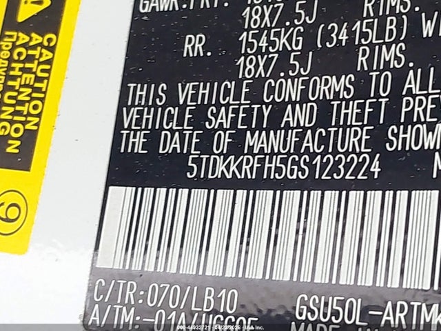 5TDKKRFH5GS123224 Toyota Highlander Xle V6