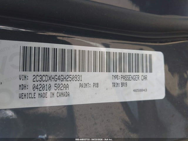 Продажа на аукционе авто 2016 Dodge Charger Sxt, vin: 2C3CDXHG4GH250931, номер лота: 44932733