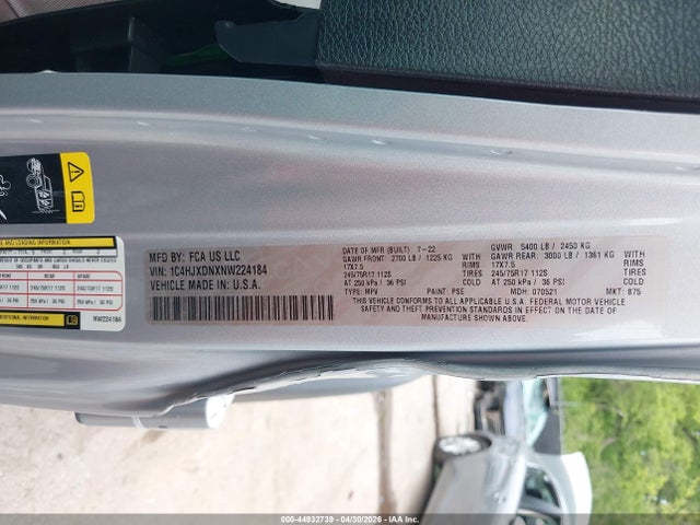 2022 Jeep Wrangler Unlimited Sport 4x4 მანქანა იყიდება აუქციონზე, vin: 1C4HJXDNXNW224184, აუქციონის ნომერი: 44932739