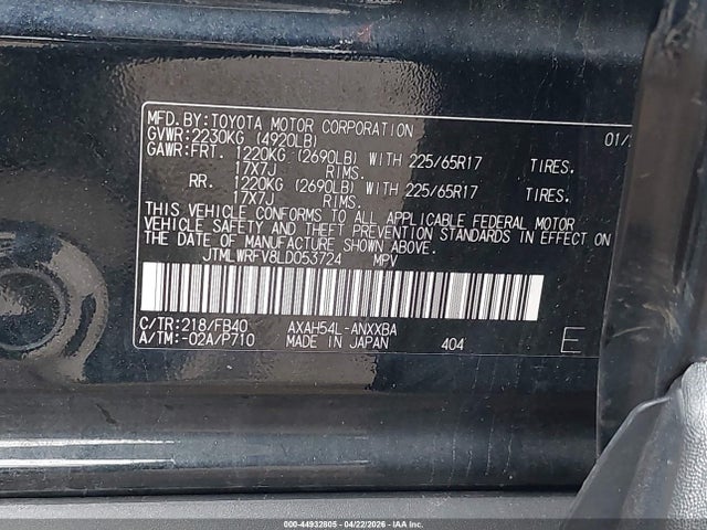 Продаж на аукціоні авто 2020 Toyota Rav4 Hybrid Le, vin: JTMLWRFV8LD053724, номер лоту: 44932805