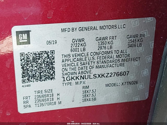 1GKKNULSXKZ276607 GMC Acadia Slt-1