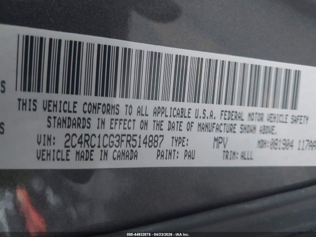 44932878 :رقم المزاد ، 2C4RC1CG3FR514887 vin ، 2015 Chrysler Town & Country Touring-l مزاد بيع