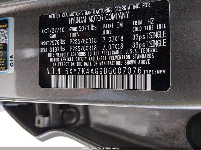 Продаж на аукціоні авто 2011 Hyundai Santa Fe Limited V6, vin: 5XYZK4AG9BG007076, номер лоту: 44932906