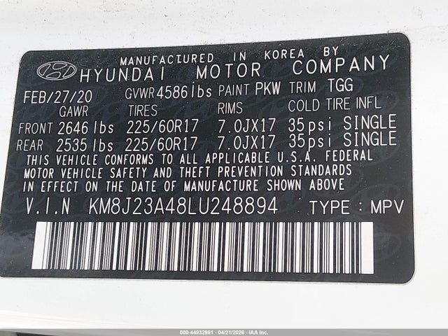 Hyundai TUCSON SE 2020 KM8J23A48LU248894 Image 9