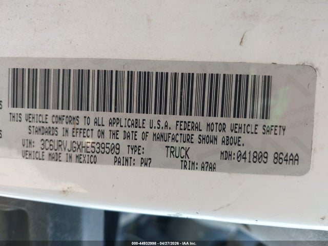 Продаж на аукціоні авто 2017 Ram Promaster 3500 Cargo Van High Roof 159 Wb Ext, vin: 3C6URVJGXHE539509, номер лоту: 44932998