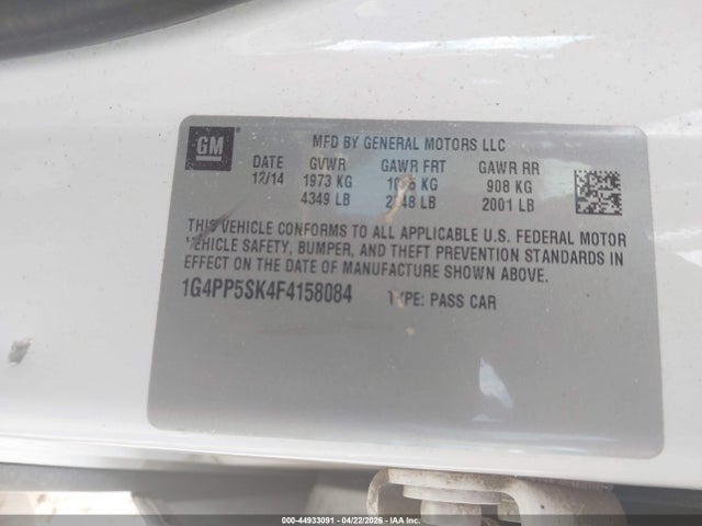 Продажа на аукционе авто 2015 Buick Verano, vin: 1G4PP5SK4F4158084, номер лота: 44933091