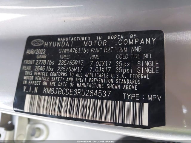 Продажа на аукционе авто 2024 Hyundai Tucson Sel, vin: KM8JBCDE3RU284537, номер лота: 44933095