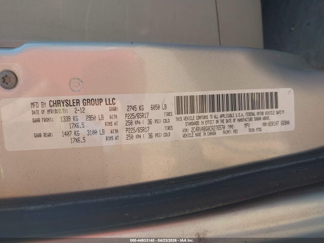 44933140 :رقم المزاد ، 2C4RVABG0CR276570 vin ، 2012 Volkswagen Routan Se مزاد بيع