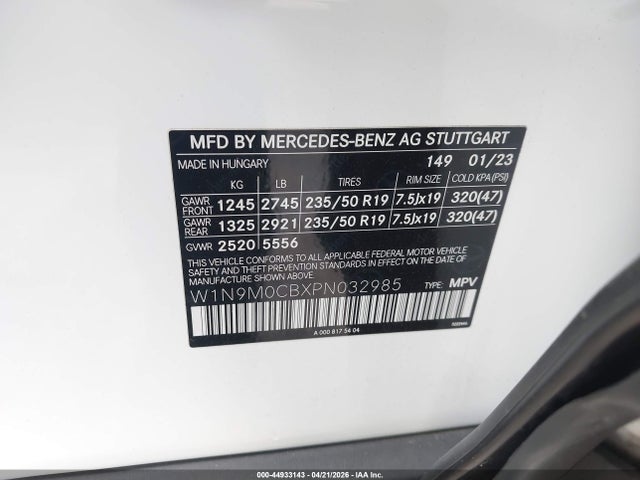 W1N9M0CBXPN032985 Mercedes-Benz Eqb 250 Suv