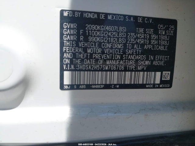 44933169 :رقم المزاد ، 3HDSA2H57SM706706 vin ، 2025 Acura Adx A-spec مزاد بيع