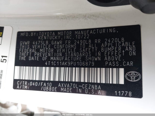 Toyota CAMRY LE 2023 4T1C11AK9PU106879 Image 9