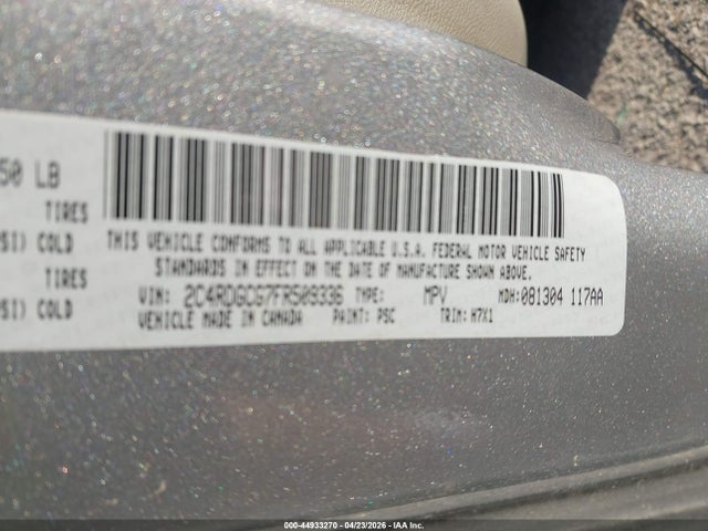 44933270 :رقم المزاد ، 2C4RDGCG7FR509336 vin ، 2015 Dodge Grand Caravan Sxt مزاد بيع