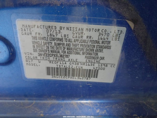Aukcja sprzedaży 2014 Nissan Versa Note Sv, vin: 3N1CE2CPXEL362787, numer aukcji: 44933280
