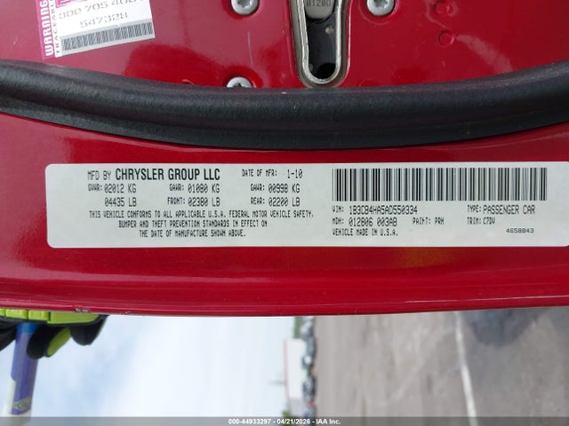 Продажа на аукционе авто 2010 Dodge Caliber Sxt, vin: 1B3CB4HA5AD550334, номер лота: 44933297