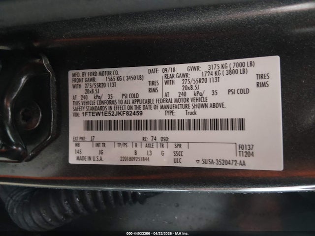 Ford F-150 Xl 2018 1FTEW1E52JKF82459 Image 9