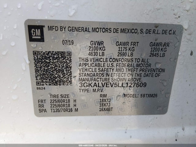Aukcja sprzedaży 2020 Gmc Terrain Awd Slt, vin: 3GKALVEV5LL127609, numer aukcji: 44933348