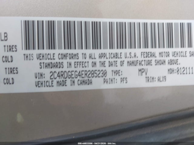 2C4RDGEG4ER285230 Dodge Grand Caravan R/t