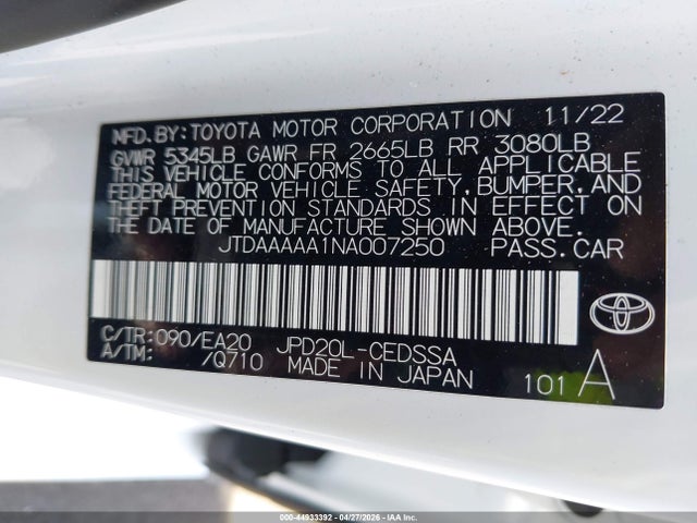 Toyota Mirai Xle 2022 JTDAAAAA1NA007250 Image 9